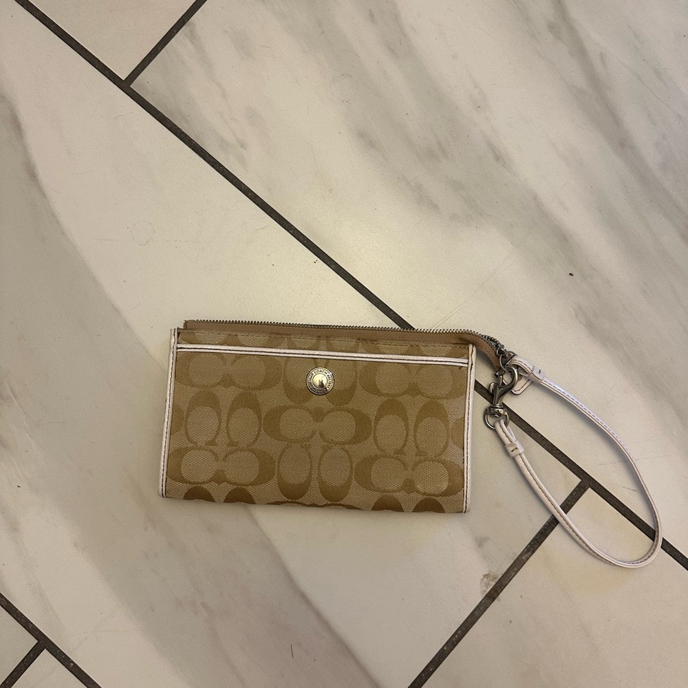 Tan Coach Wristlet